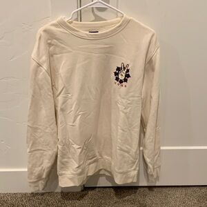 Vans Off-White Crewneck Sweatshirt with Purple Logo